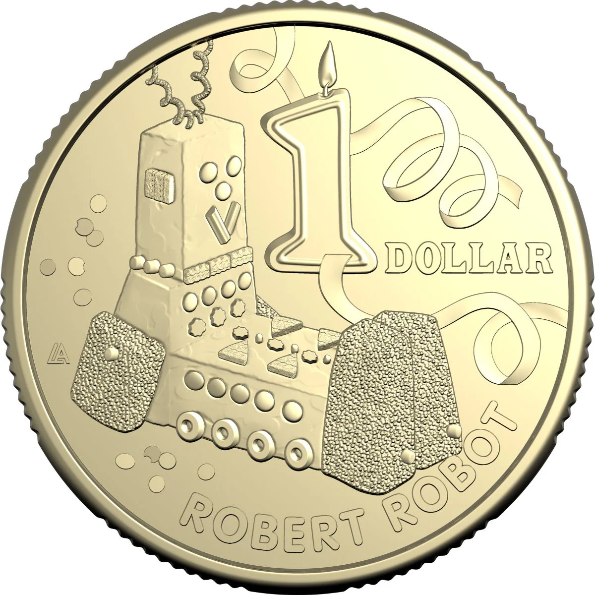 Australia Robert Robot Birthday Cake 2025 $1 Aluminium-Bronze Uncirculated Coin - Image 2