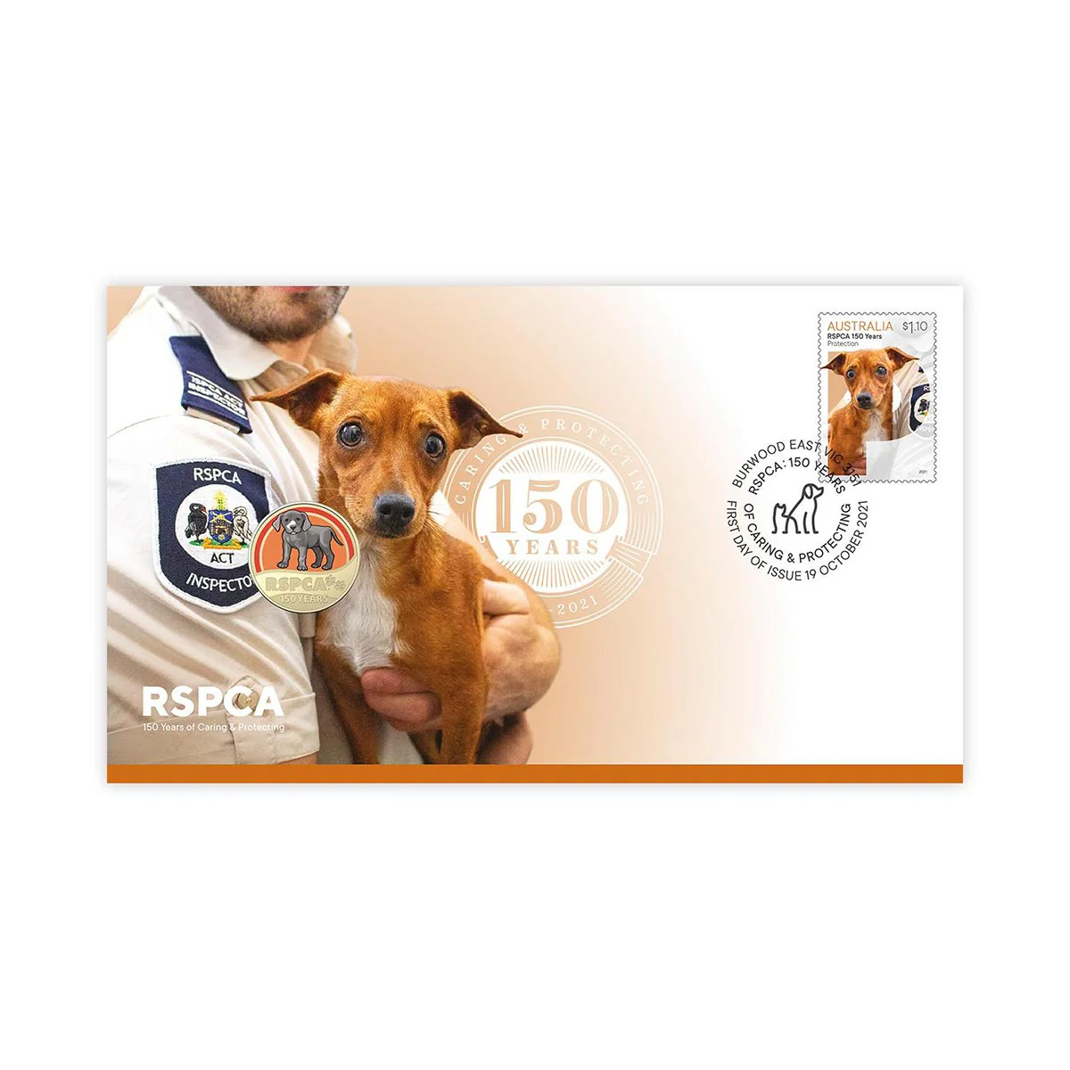 Australia RSPCA 150th Anniversary 2021 $1 Stamp & Coin Cover Trio - Image 2