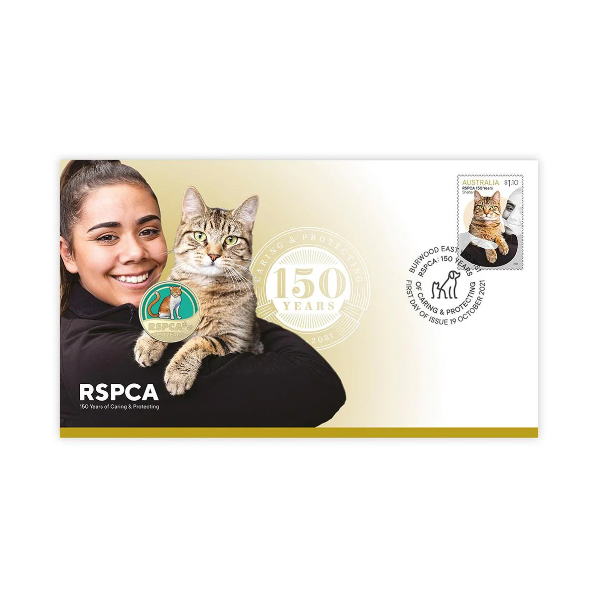 Australia RSPCA 150th Anniversary 2021 $1 Stamp & Coin Cover Trio - Image 5