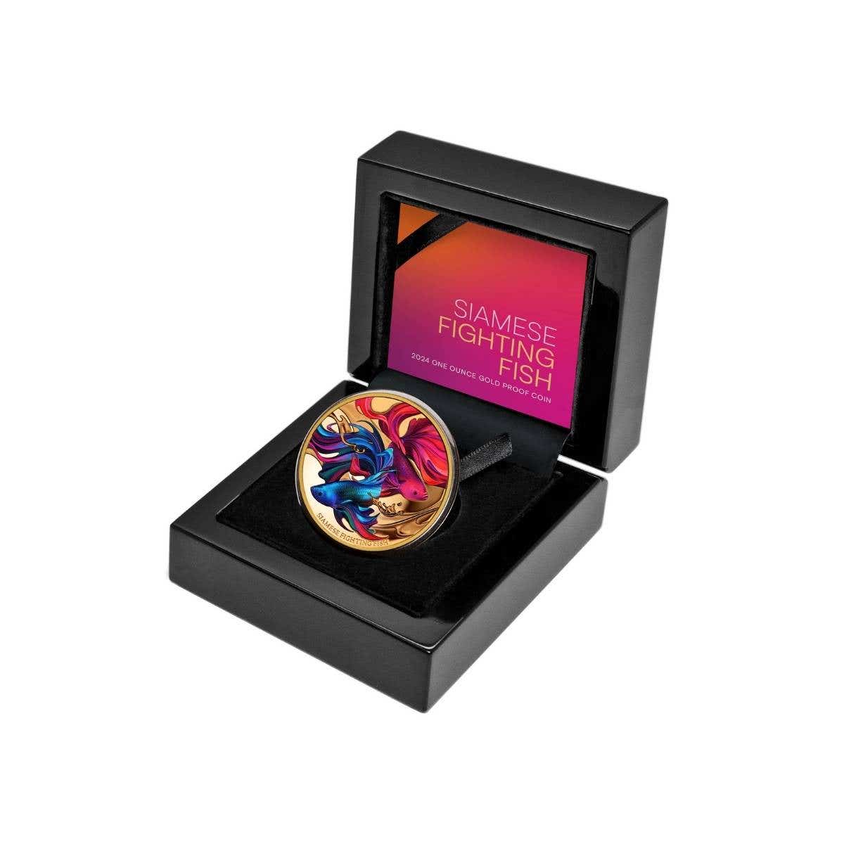 Siamese Fighting Fish 2024 $100 1oz Gold Proof Coin - Image 3