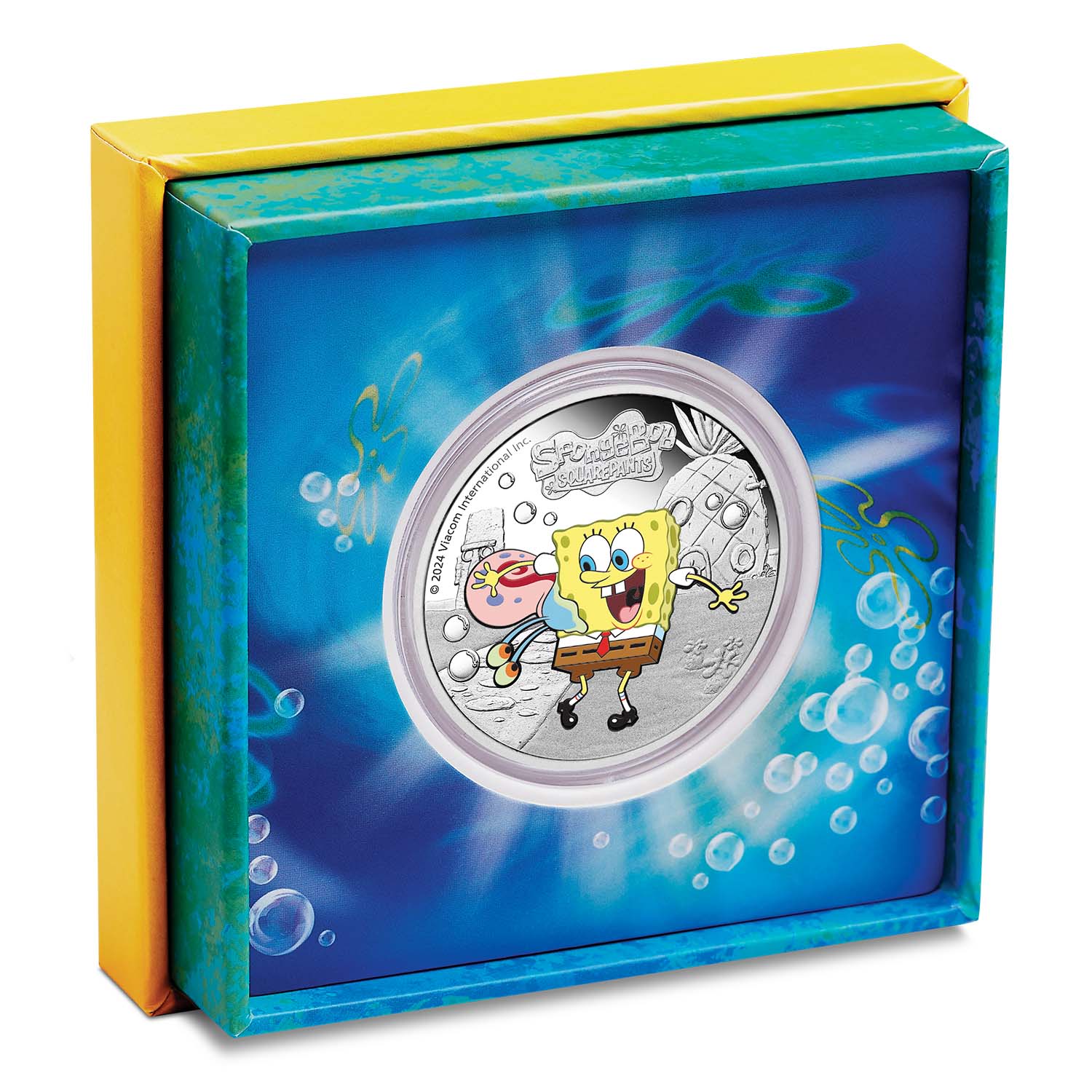 SpongeBob SquarePants – SpongeBob and Gary 2024 $1 Colour 1oz Silver Proof Coin - Image 3
