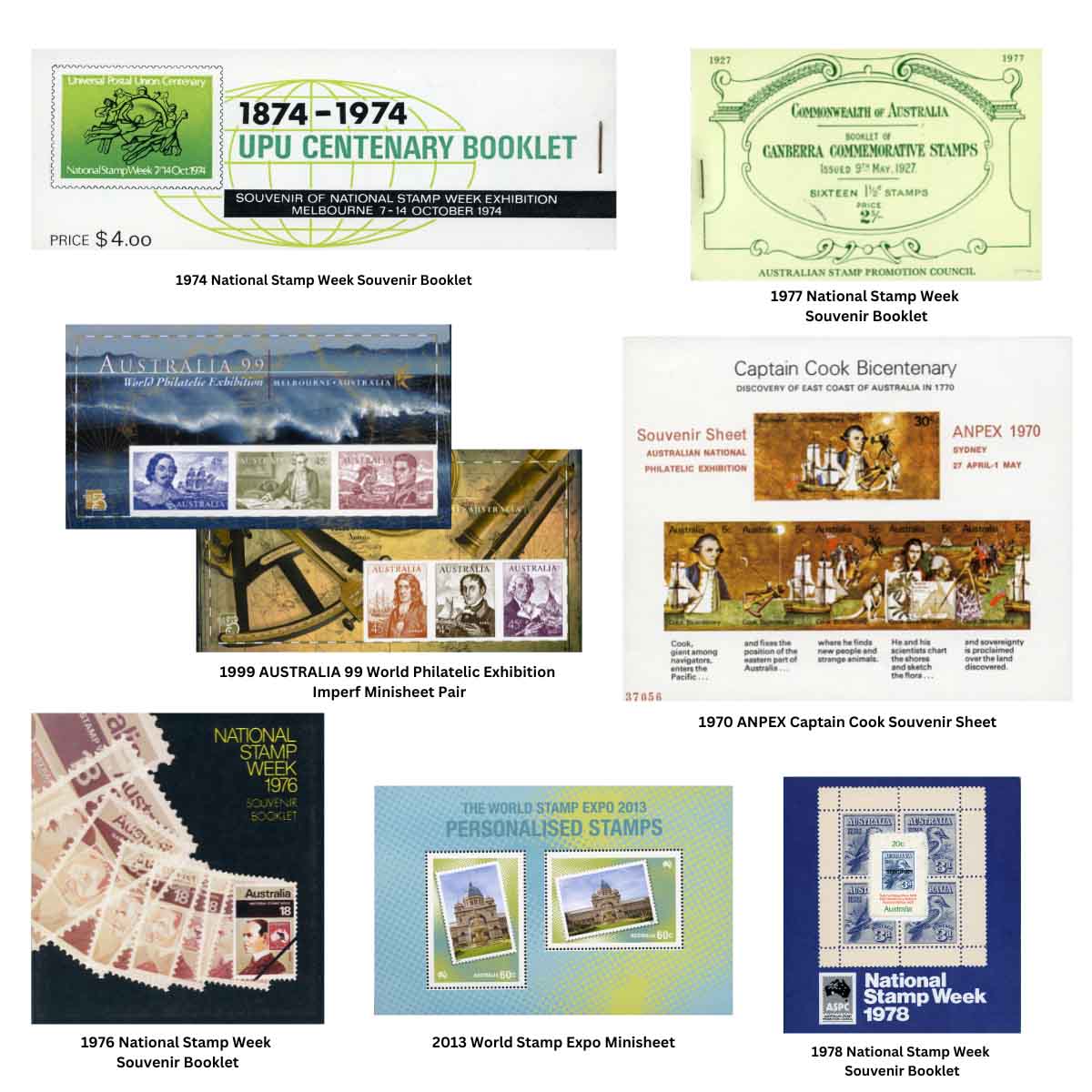 Australia Stamp Exhibition Mini-sheets & National Stamp Week Limited Edition Booklets Set