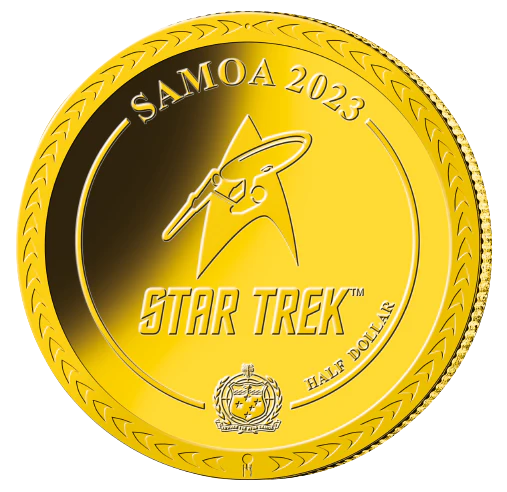Star Trek 2023 50c Captain Kirk Gold-plated Prooflike Coin - Image 2