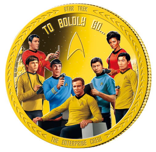 Star Trek 2023 50c The Enterprise Crew Gold-plated Prooflike Coin