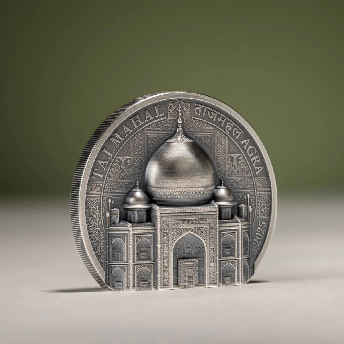 Taj Mahal 2025 $10 Ultra High Relief 2oz Silver Antique Coin - Image 3