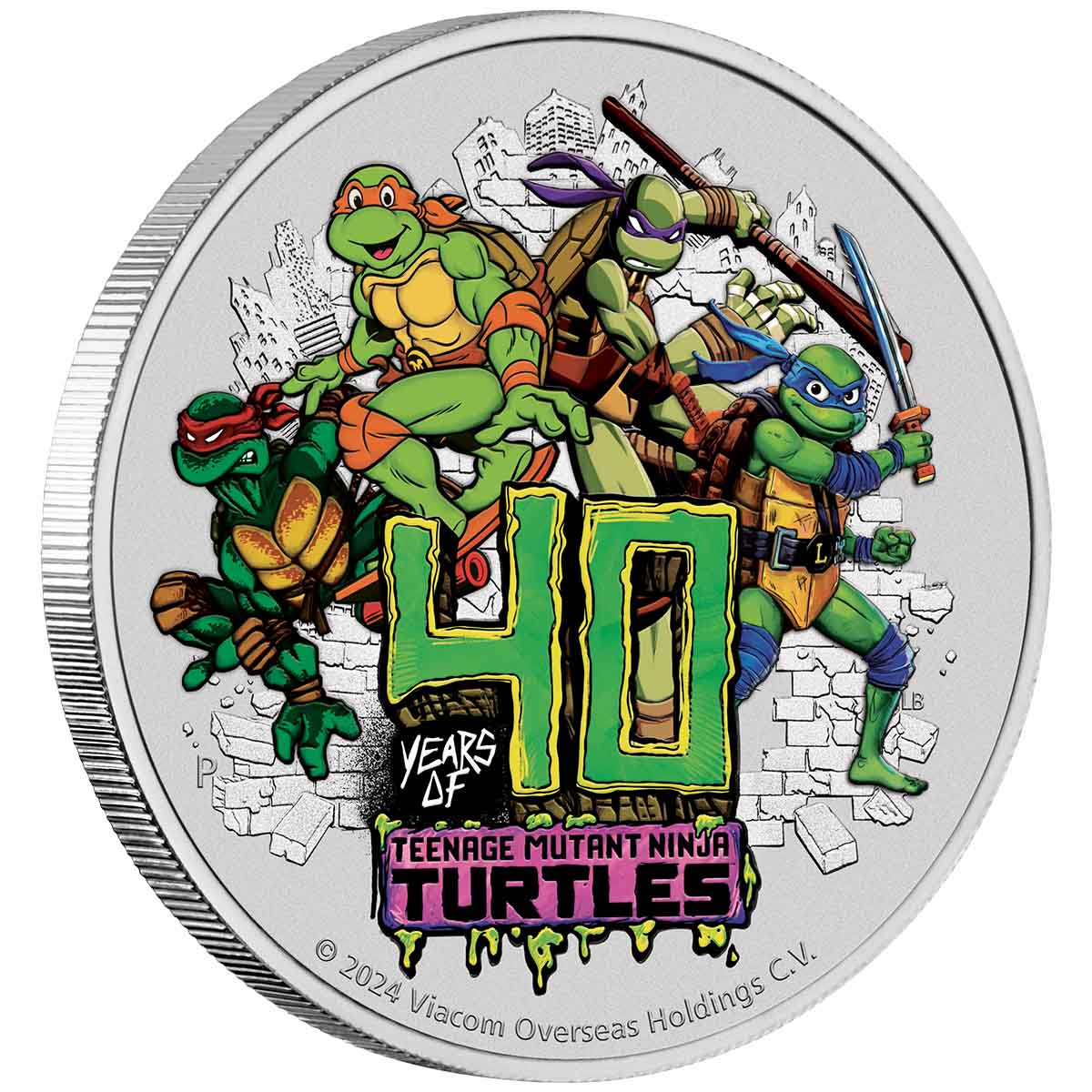 Teenage Mutant Ninja Turtles 40th Anniversary 2024 $1 1oz Silver Coloured Coin in Card - Image 2