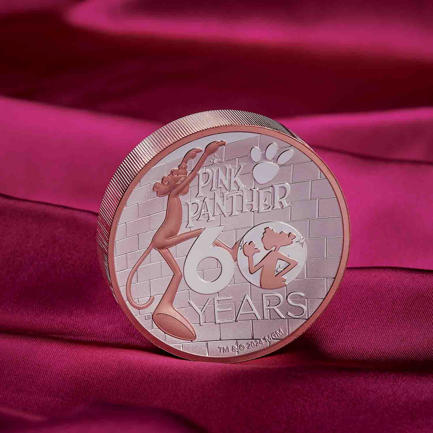 The Pink Panther 60th Anniversary 2024 $5 High Relief Gold-plated 5oz Silver Proof Coin - Image 5