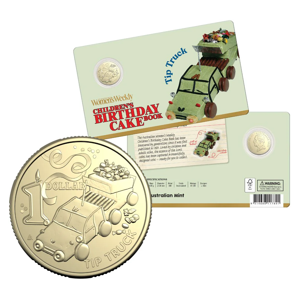 Australia Tip Truck Birthday Cake 2025 $1 Aluminium-Bronze Uncirculated Coin