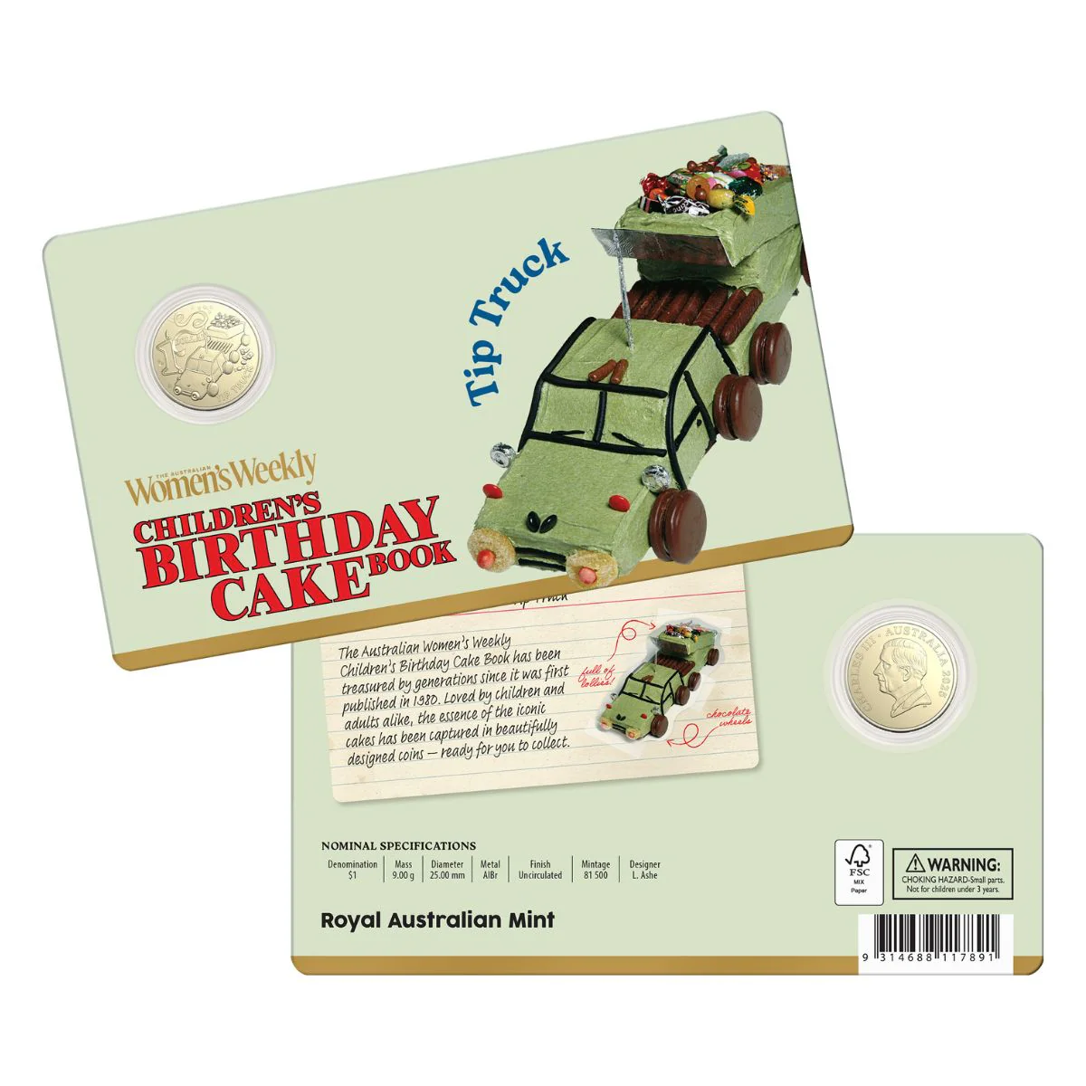 Australia Tip Truck Birthday Cake 2025 $1 Aluminium-Bronze Uncirculated Coin - Image 4