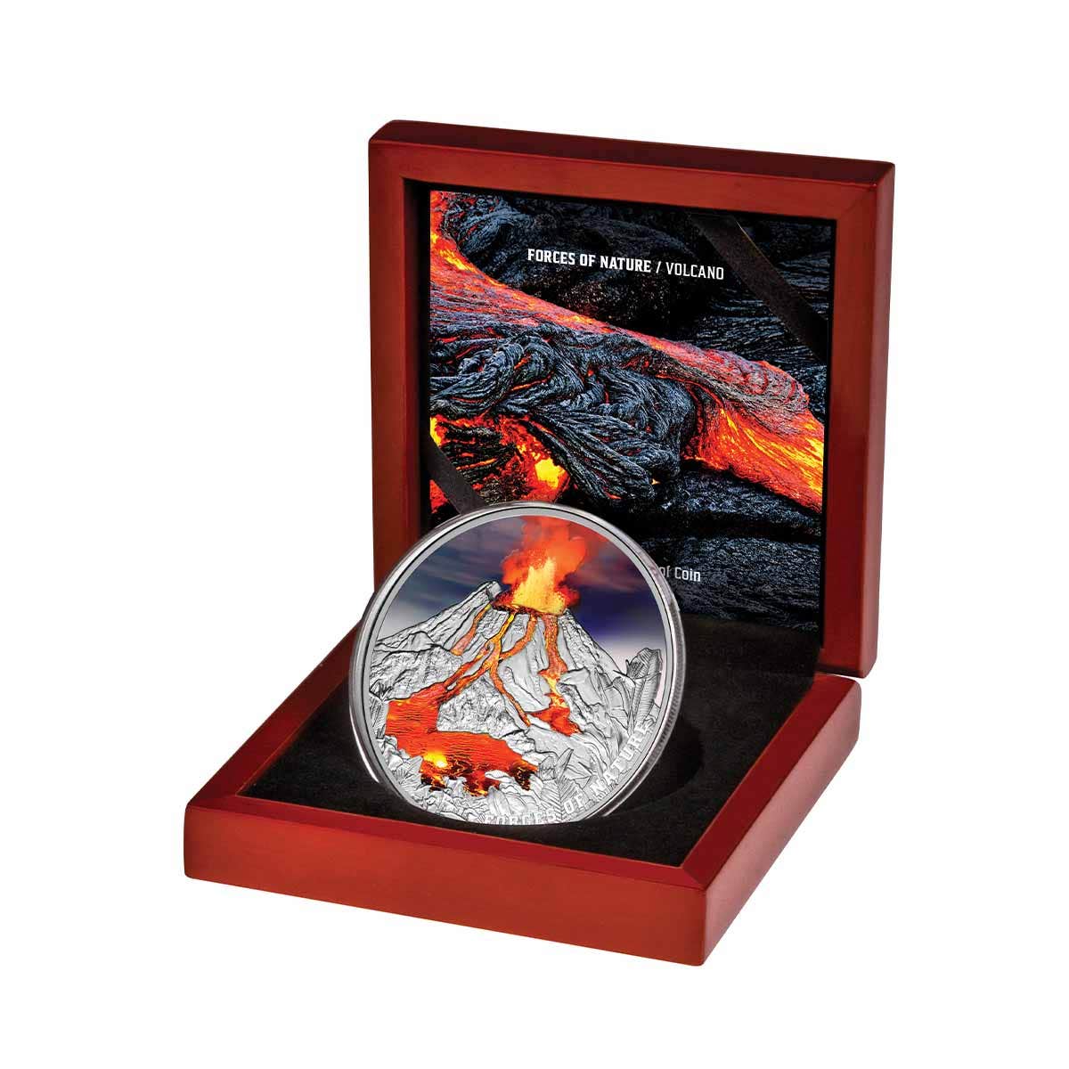 Forces of Nature 2023 $5 Volcano Ultra High Relief 2oz Silver Proof Coin - Image 3