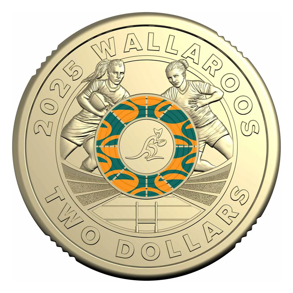 Australia 2025 $2 Wallabies & Wallaroos Colour Aluminium-Bronze Uncirculated 2-Coin Set - Image 4