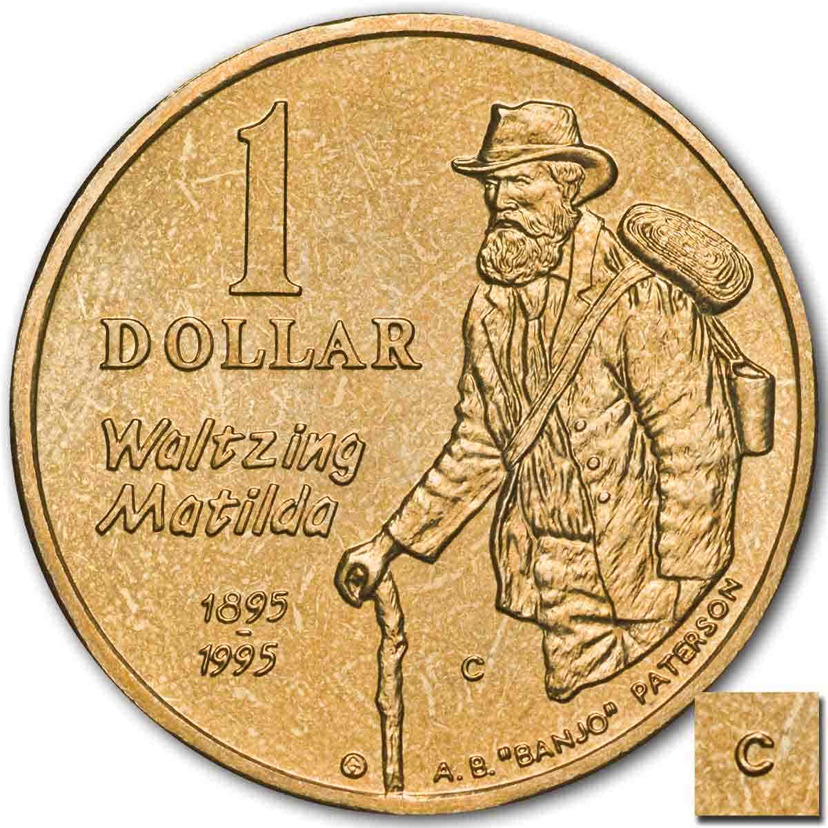 Australia Waltzing Matilda Centenary 1995 $1 C Mintmark Uncirculated Coin - Image 3