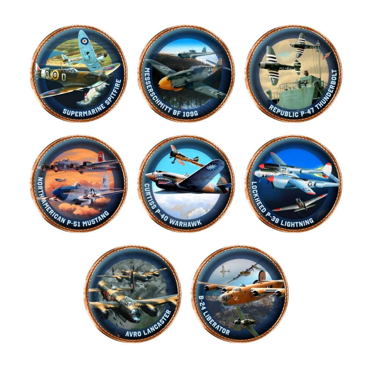 Australia War for the Skies Second World War 9-Coin Enamel Penny Set - Image 2