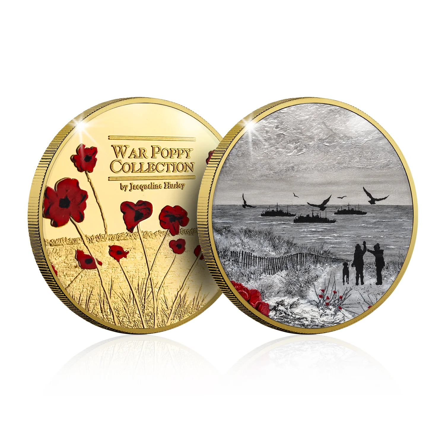 The Jacqueline Hurley War Poppy 'I Saw Three Ships' Gold-plated Prooflike Commemorative