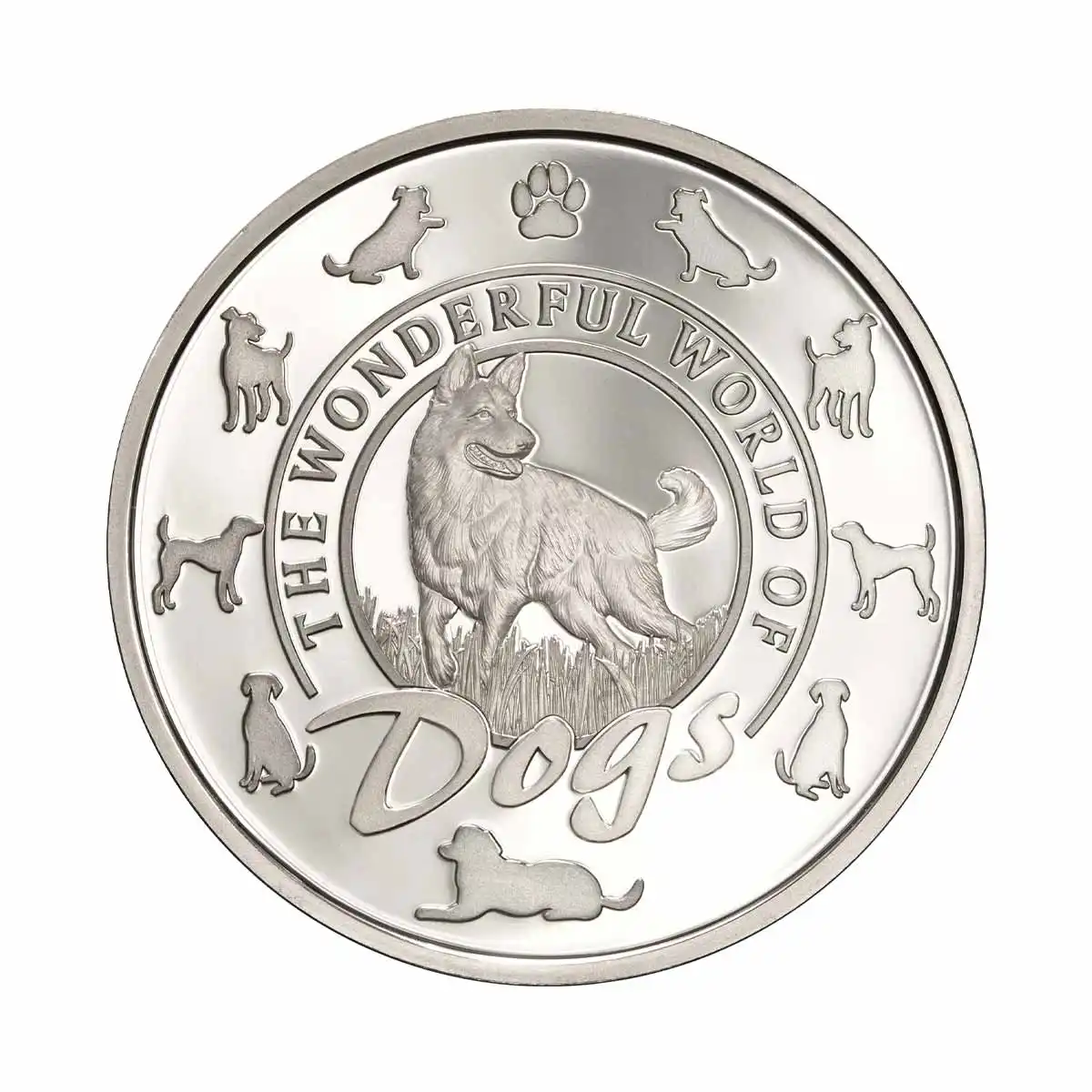 World Dogs Border Collie Silver-plated Prooflike Commemorative - Image 2