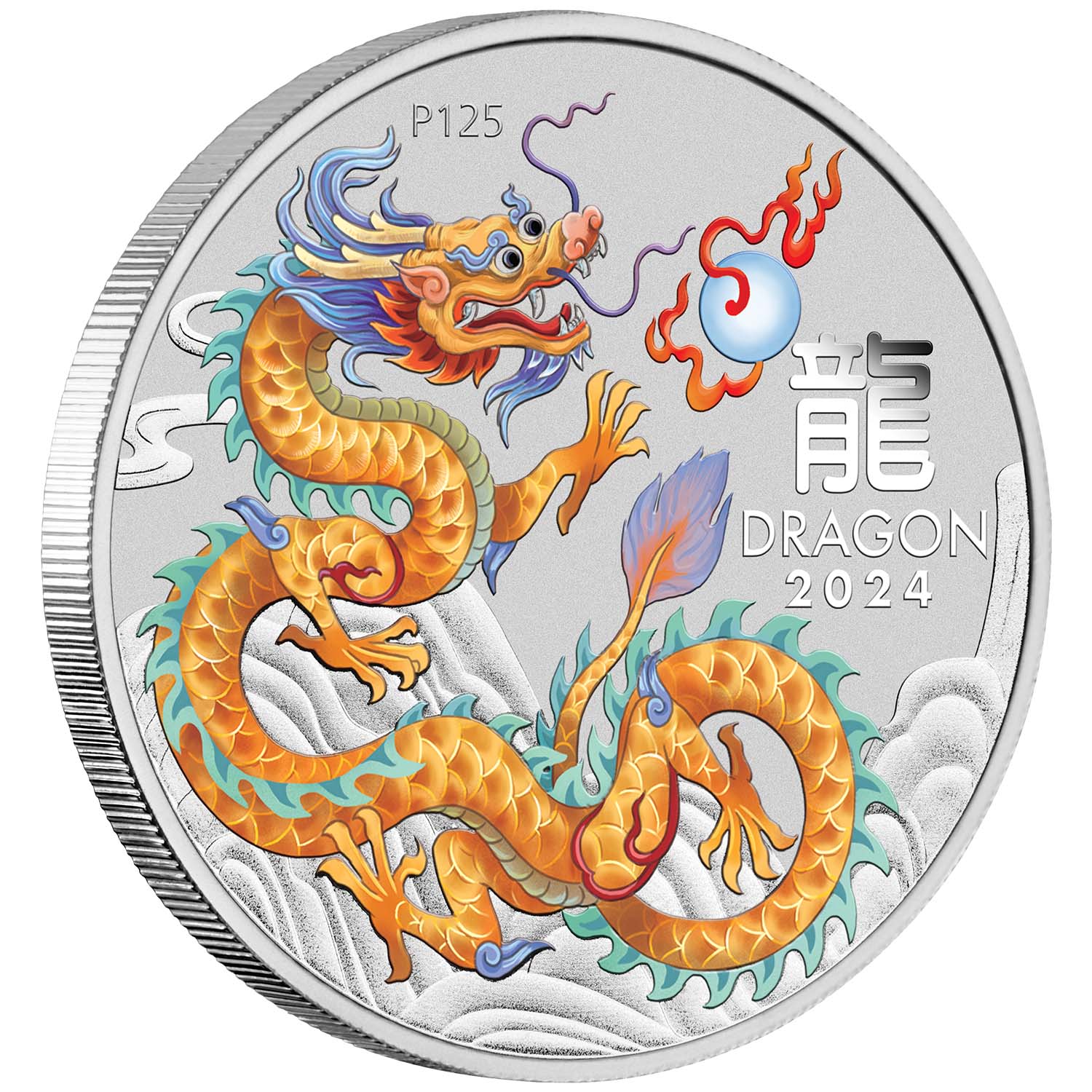 ANA World’s Fair of Money Australian Year of the Dragon 2024 $1 Colour 1oz Silver Brilliant Uncirculated Coin - Image 2