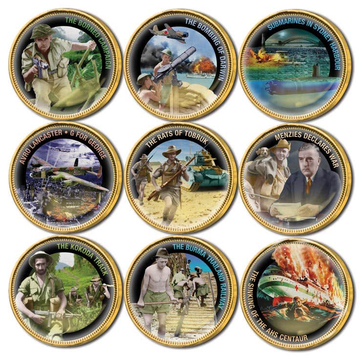 WWII Coins of Conflict 9-Coin Gold-plated Penny Collection