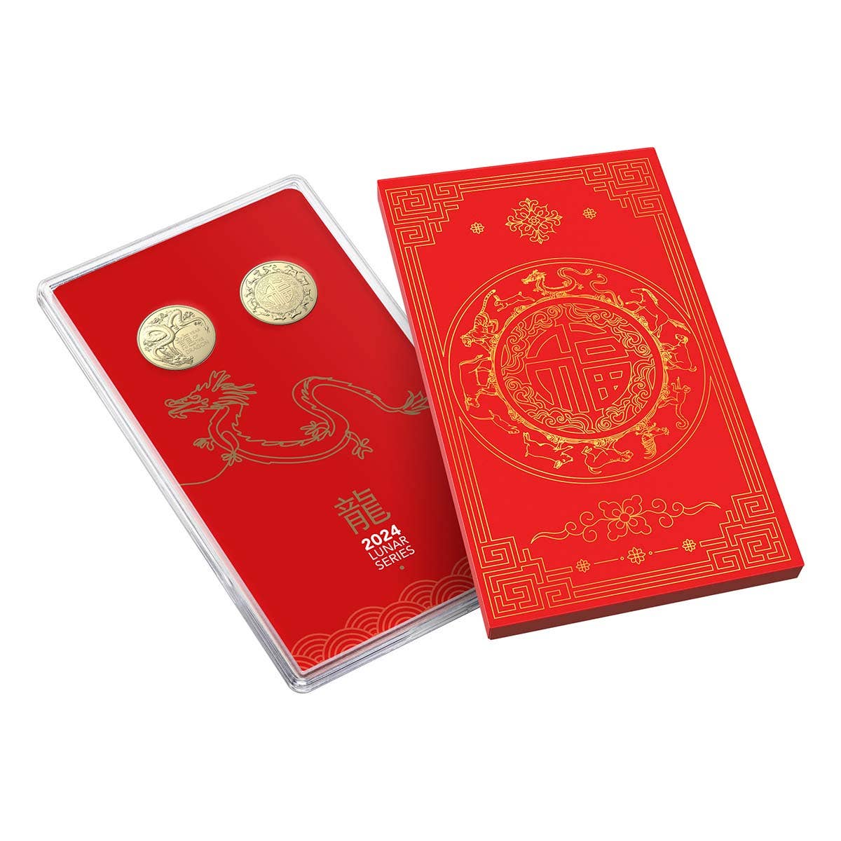 Australia Lunar Year of the Dragon 2024 $1 Aluminium-Bronze Uncirculated 2-Coin Set - Image 7