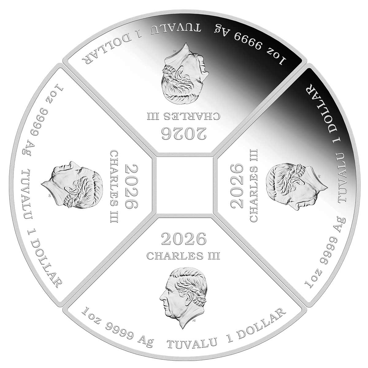 Year of the Horse Quadrant 2026 $1 Colour 1oz Silver Proof 4-Coin Set - Image 3