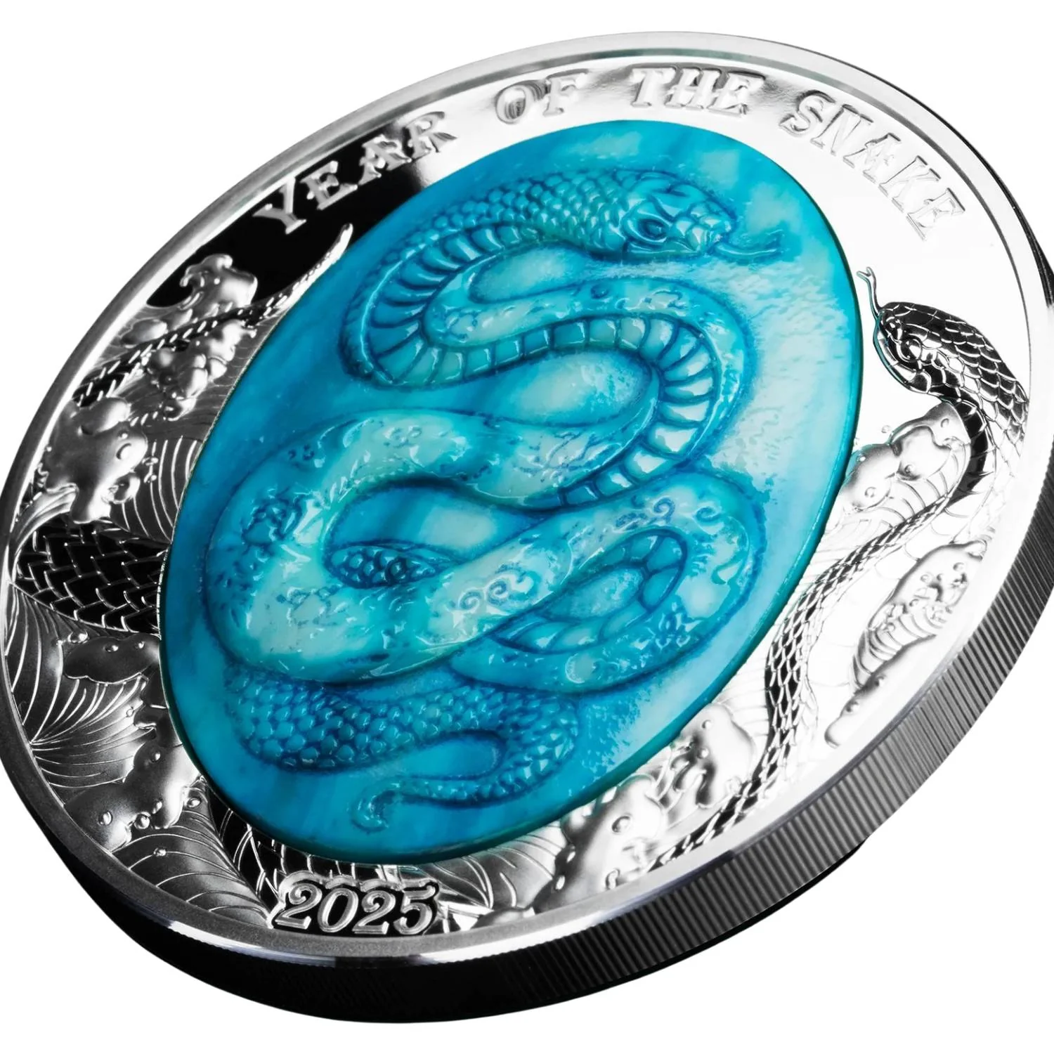 Lunar Year of the Snake 2025 $25 Mother of Pearl 5oz Silver Proof Coin - Image 3